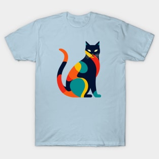 Abstract Shapes Cat blue T-Shirt